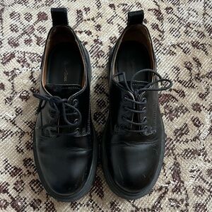& Other Stories Black Leather Chunly Lace-up Loafers 36